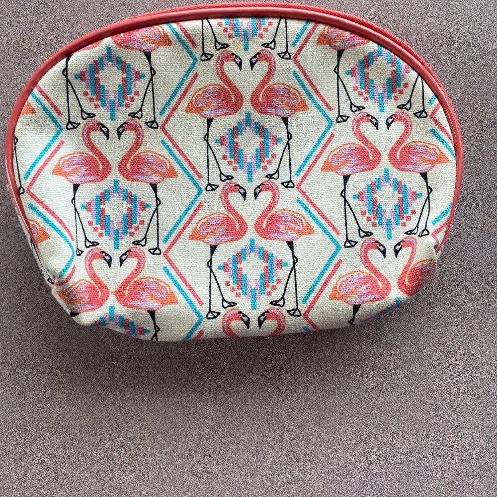Flamingo Print  Makeup Bag Lightweight Cosmetic Organizer with Zipper 6"x 8"